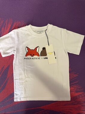 MAISON KITSUNE White Tee with Red Fox Graphic